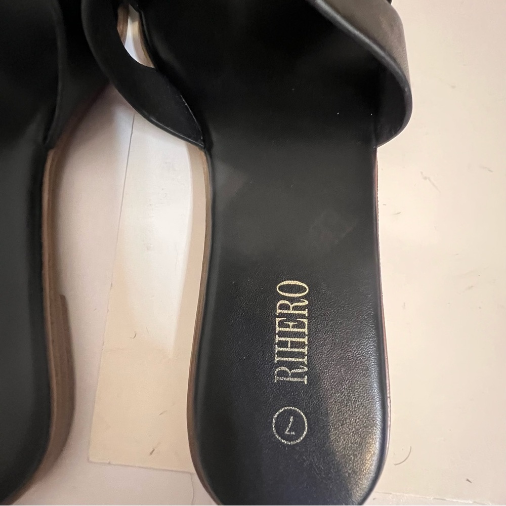 Women’s Flat Slip On Slide Sandals, Rihero , Black, Size 7 - Picture 5 of 8